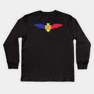 Andorran Bat Flag Kids Long Sleeve T-Shirt